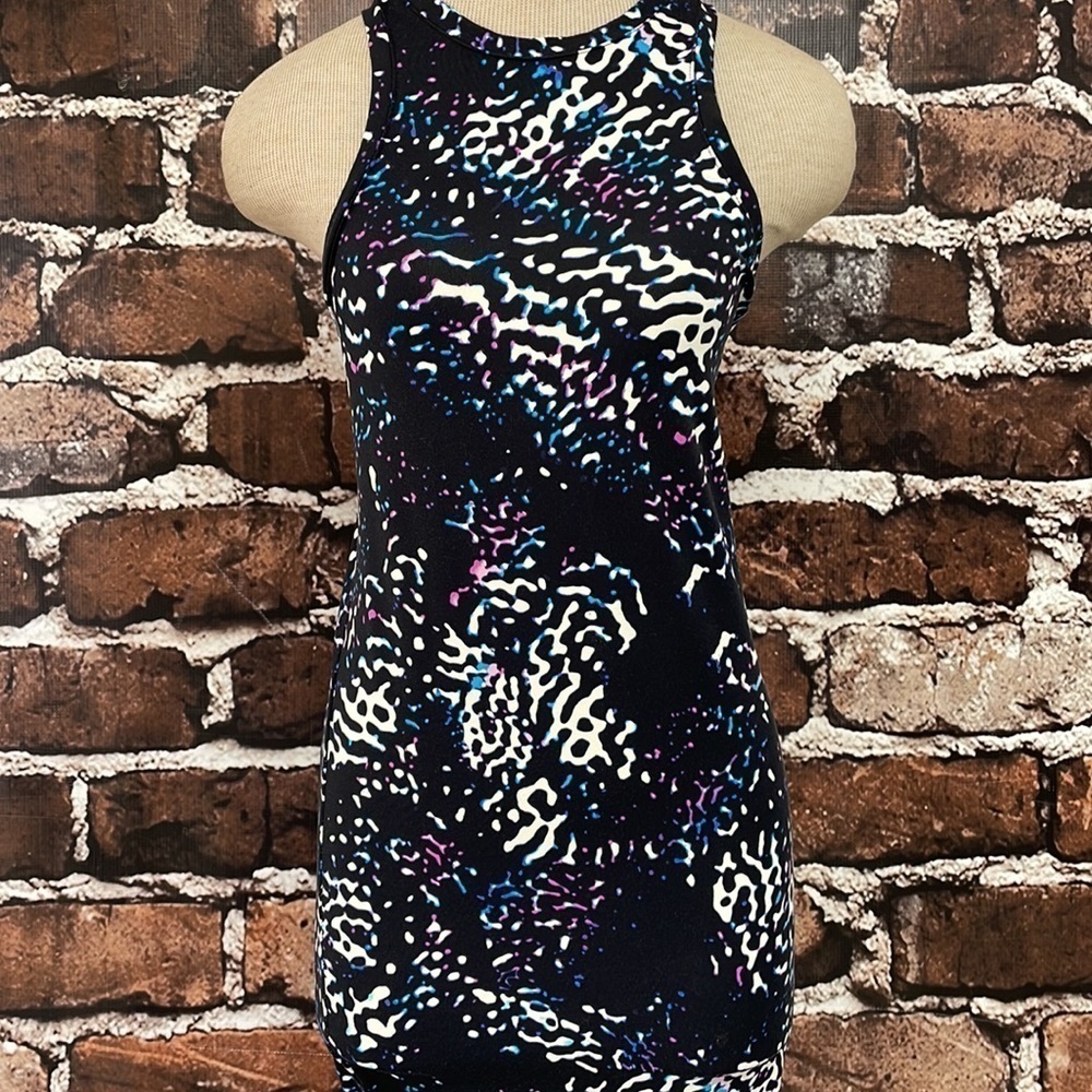Leith Dress Bodycon Black White Print Racer Back Size XS